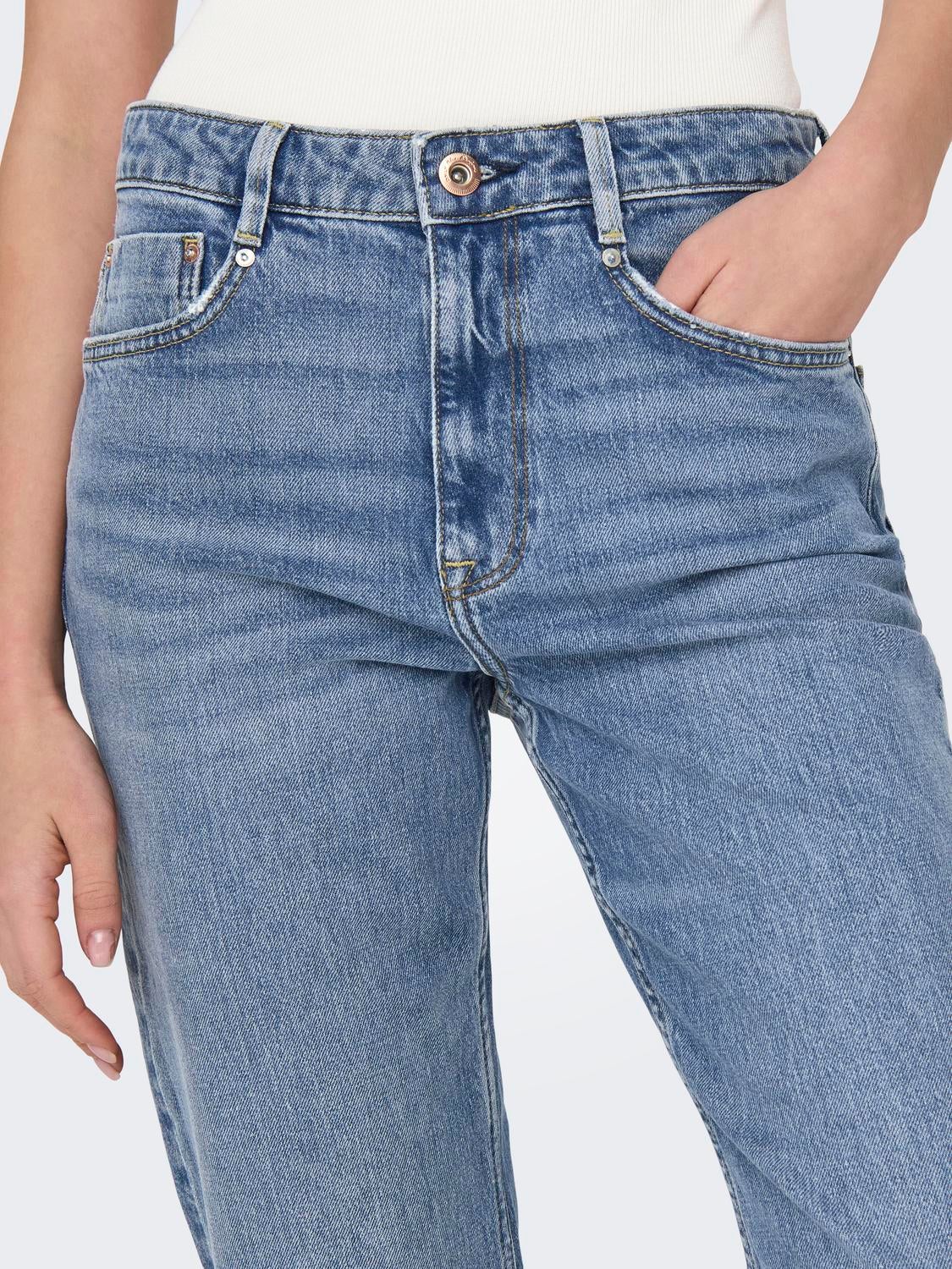 ONLSTORMY Hohe Taille Slim Fit Jeans Light Blue Denim