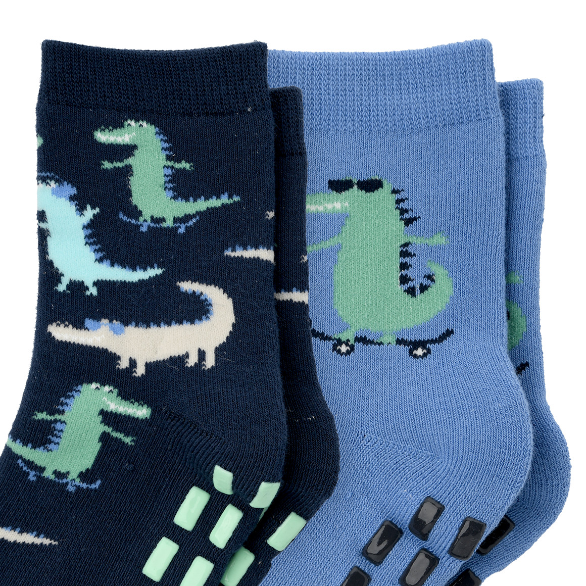 Topolino 2 Paar Jungen Stoppersocken mit Krokodilen dunkelblau / blau