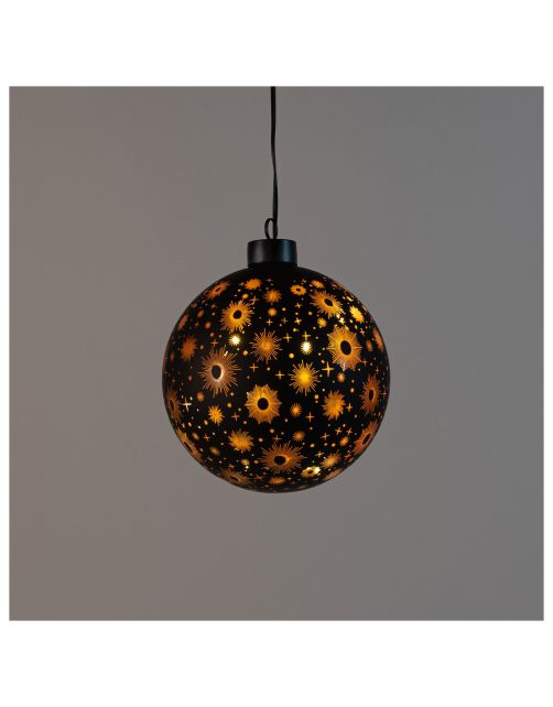 Anna's Collection Glasbal Kosmos - Kerstverlichting - 12 cm Zwart Goud