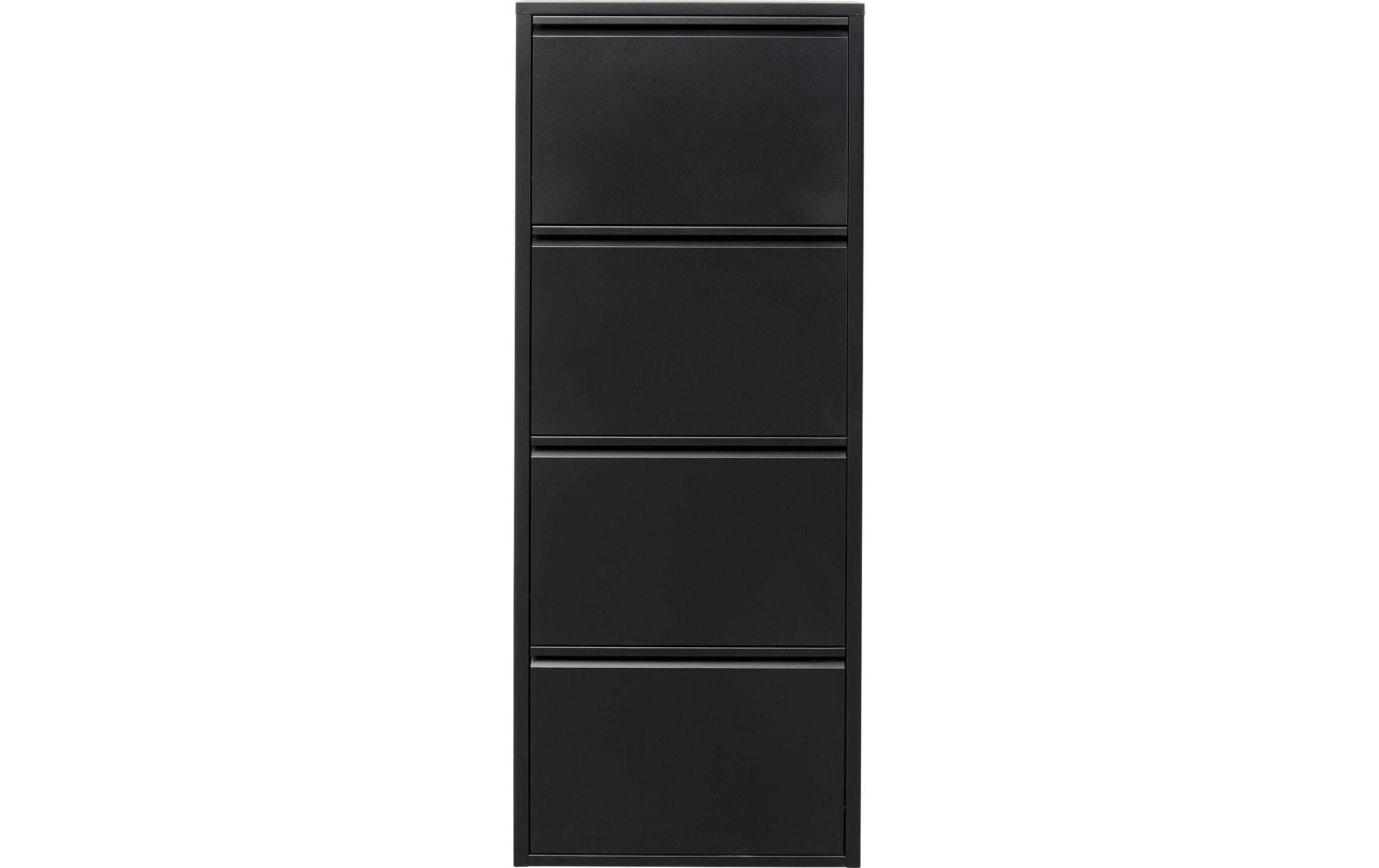 Schuhschrank Caruso 4-er, 50 x 136 cm, Schwarz<br>Schuhschrank