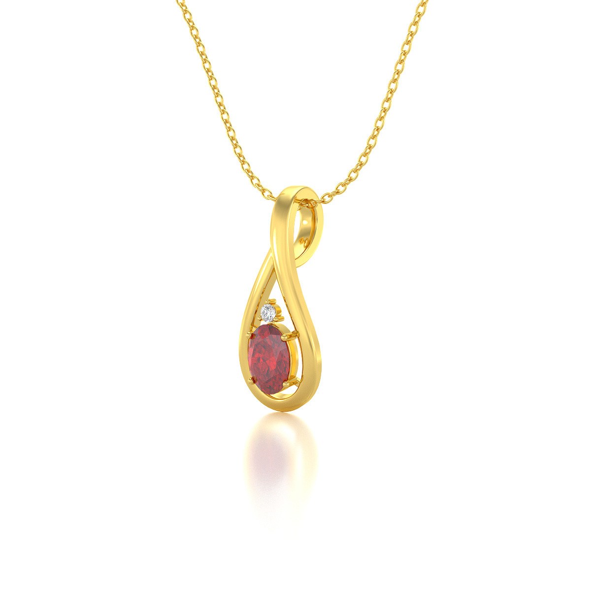 Collier Pendentif Rubis & Diamant en Or Jaune - Cadeau Anniversaire Raffiné | Aden