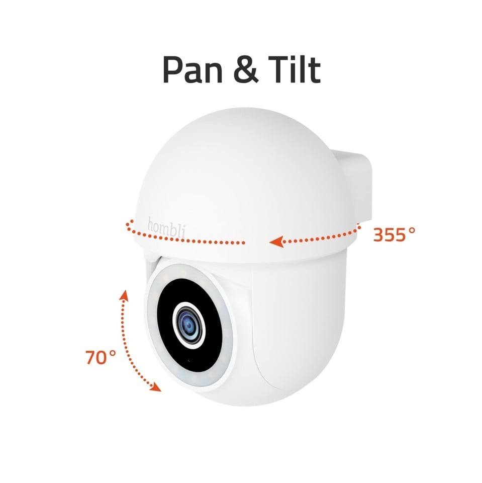 Hombli - Smart Pan & Tilt Cam (indoor/outdoor), White BUNDLE