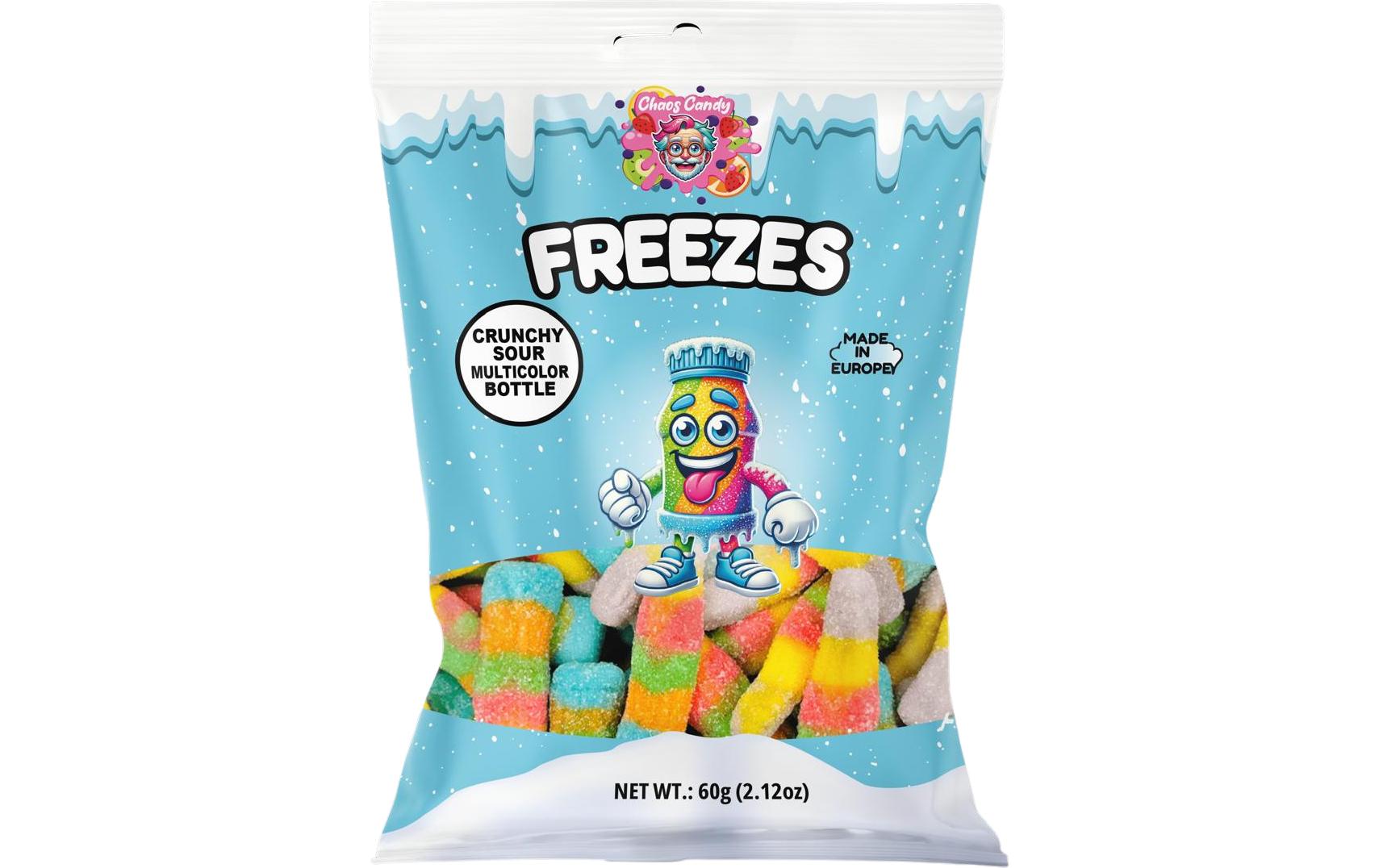 Gummibonbons Multicolor Bottles gefriergetrocknet 60 gGefriergetrockneter Fruchtgummis