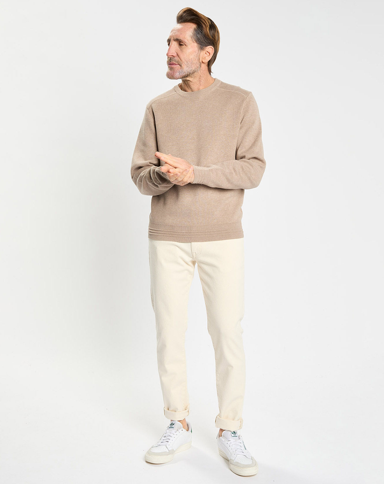 Hackett London Pull col rond uni beige