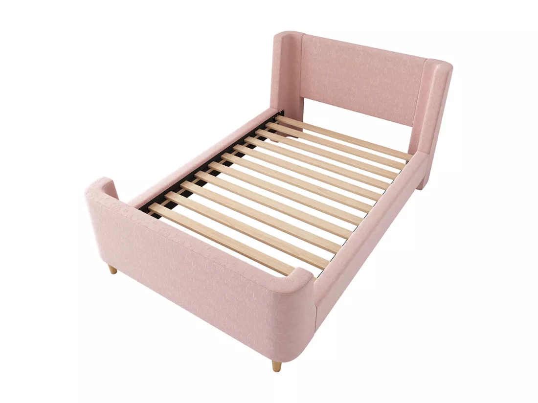 Lit d'enfant Lit rembourré,lit simple lit traîneau, 90 x 200 cm, Pour garçons & filles, Rose,Sans matelas