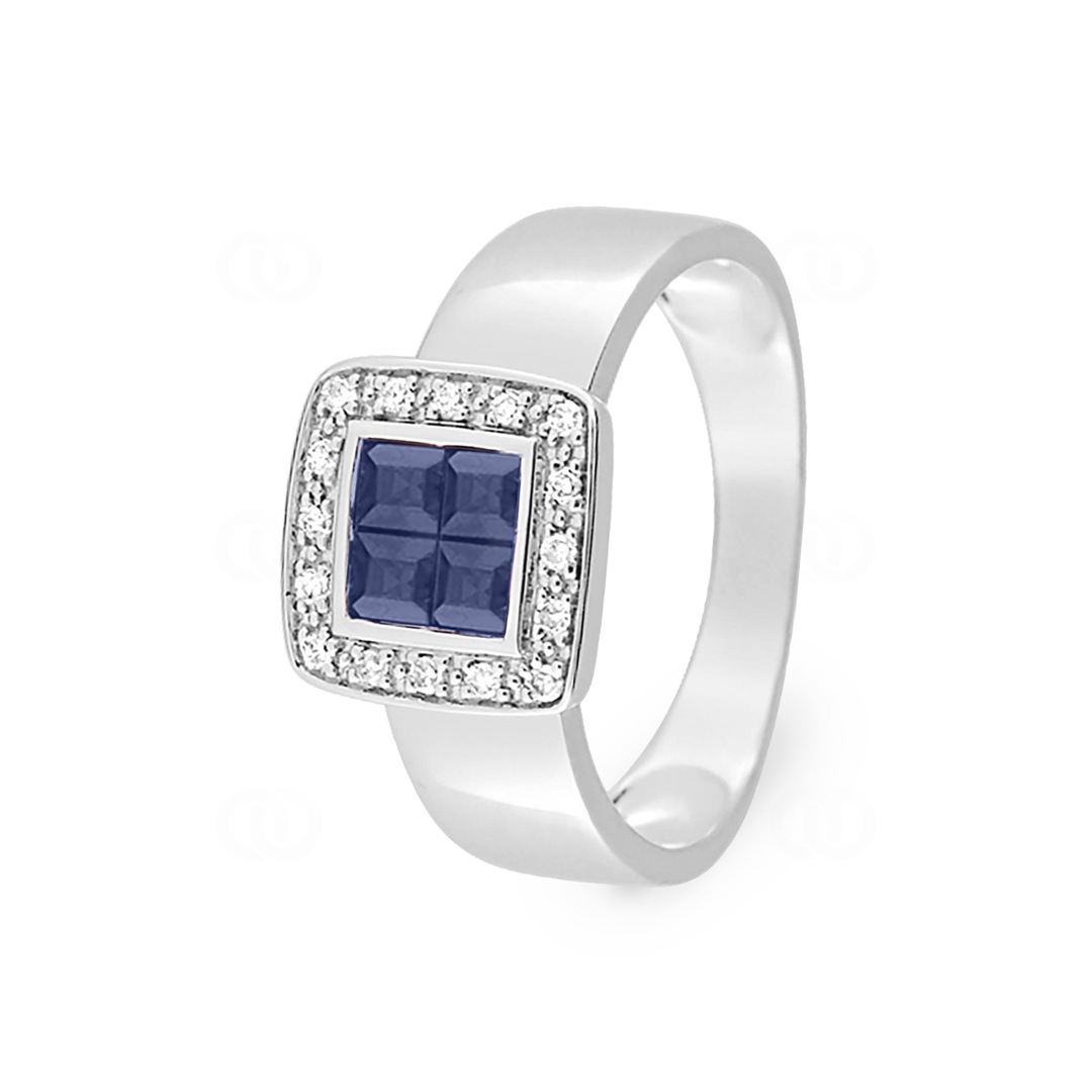 Damenring 750/18 K Weissgold mit Saphiren 0.70ct. und Diamanten 0.08ct.