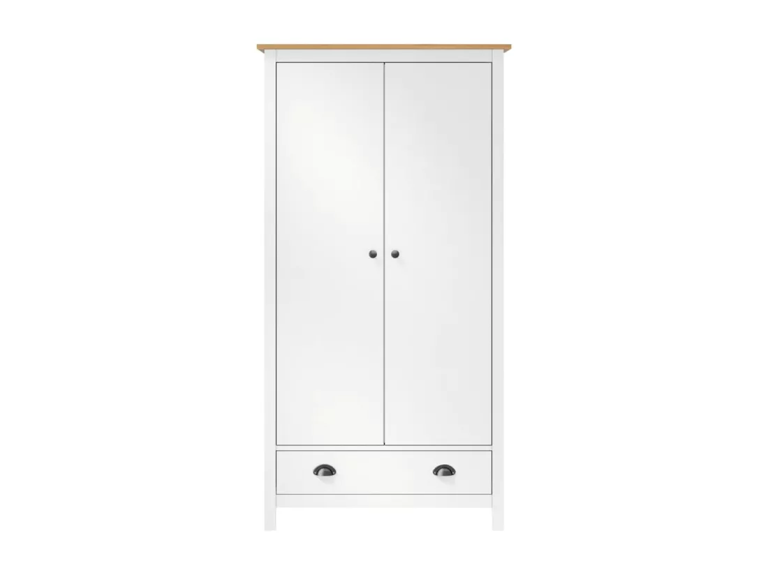 Garde-robe à 2 portes Hill Blanc 89x50x170cm Bois de pin solide