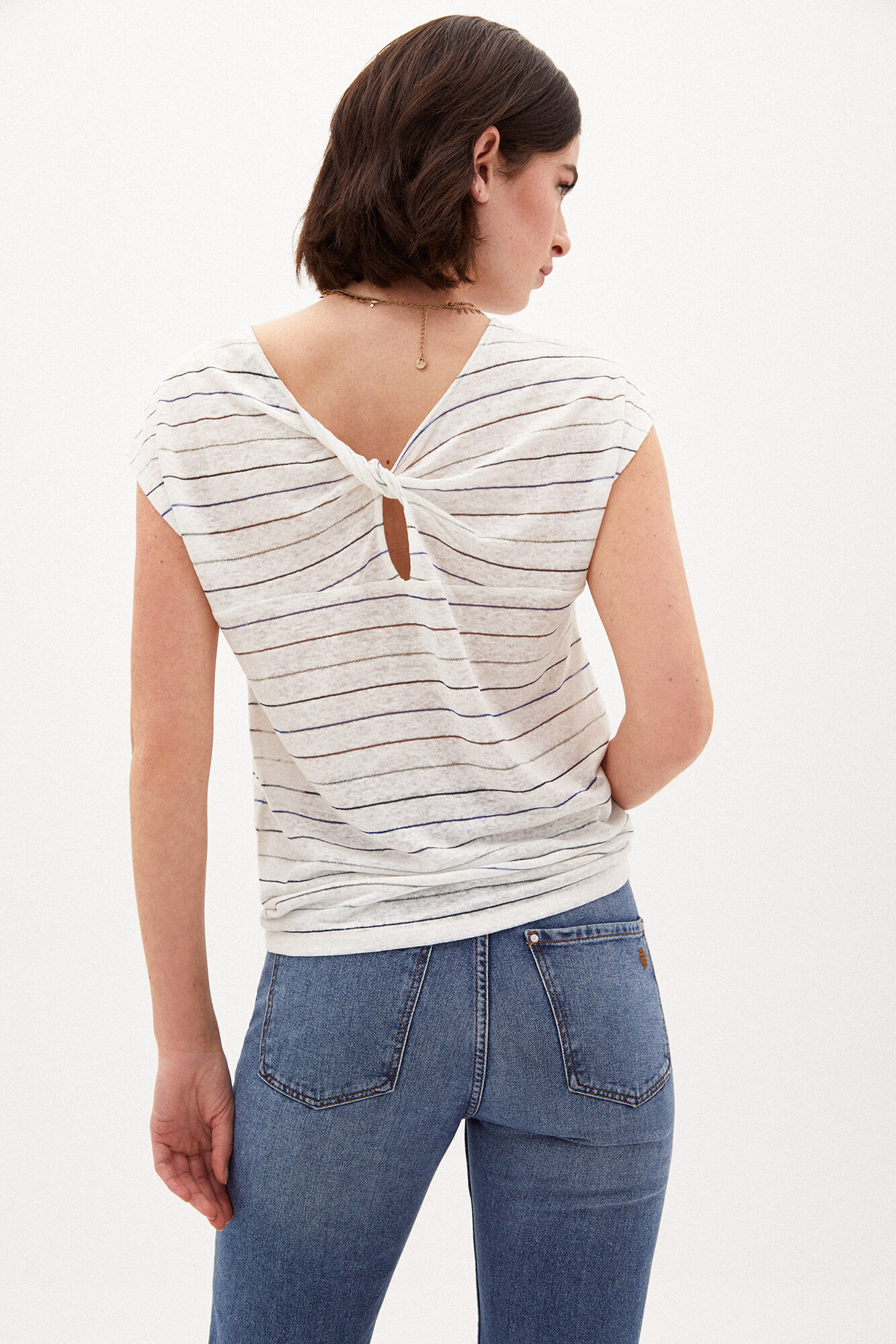 Camiseta Margot de linho listrado - Azul