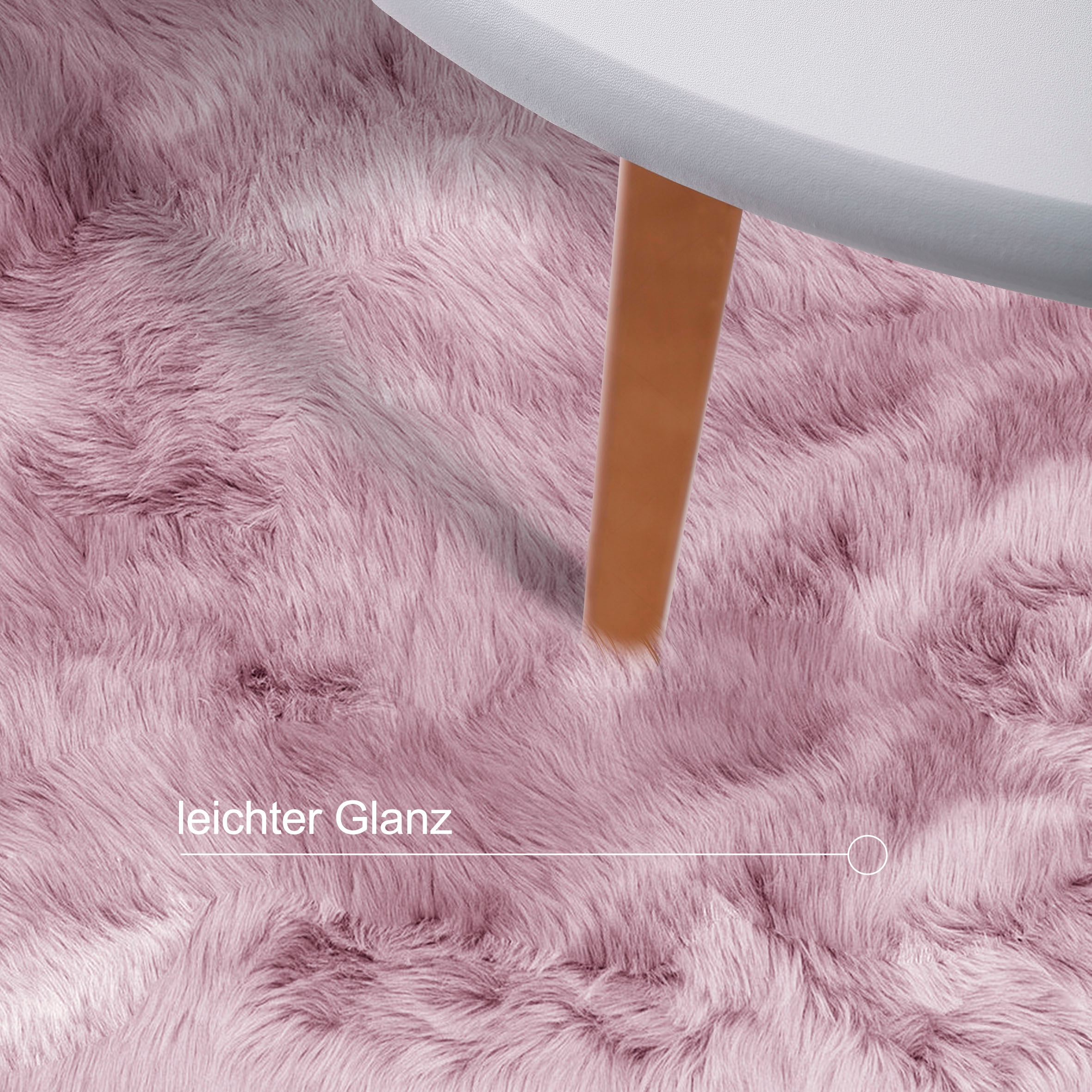 my home Hochflor-Teppich »Valeria Fellteppich kuschelig« fellförmig 60 mm Höhe Kunstfell, Fellform, weiche Teppiche, Schlafzimmer, Wohnzimmer