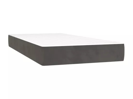 Sommier tapissier et matelas et LED Gris foncé 90x190cm Velours
