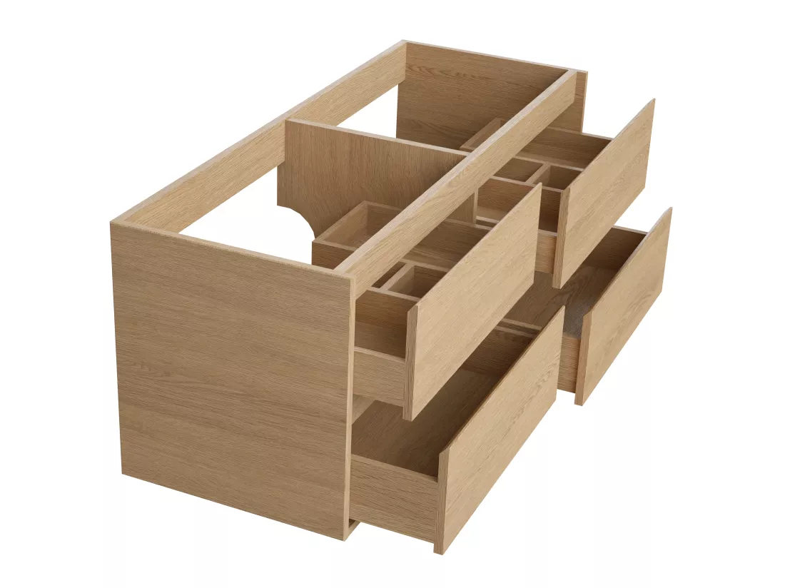 Meuble sous vasque suspendu avec planche - Placage chêne - 120 cm - MILIPAM