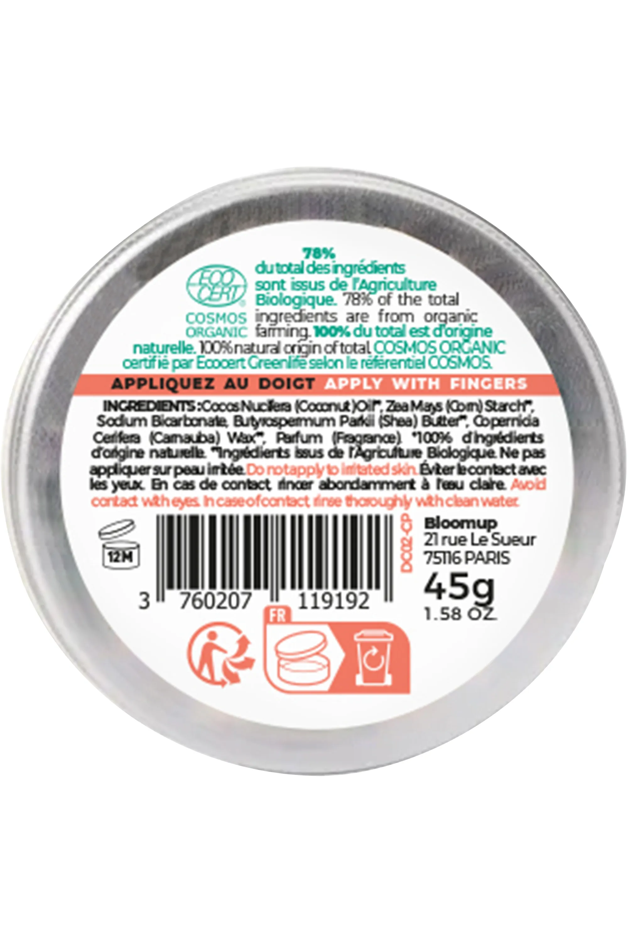 Energie Fruit Déodorant crème pêche blanche certifié bio-45 g