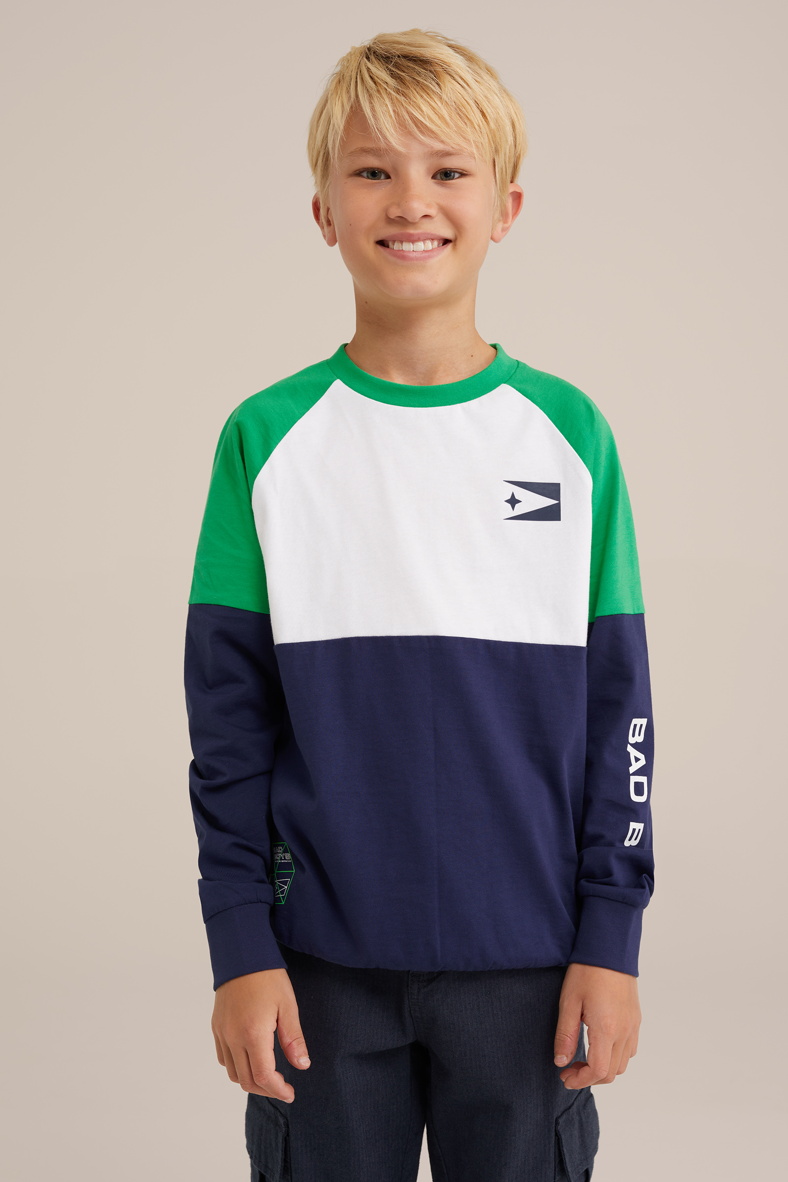 Jongens T-shirt met colourblock Bad Boys Donkerblauw