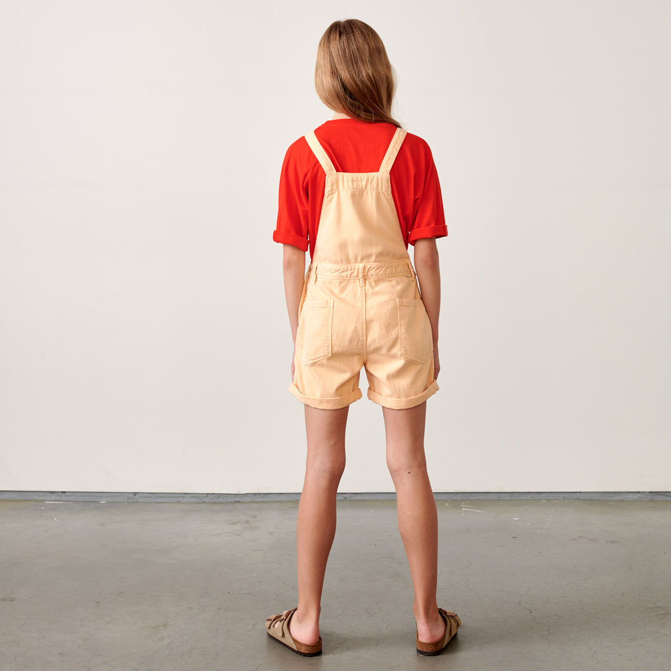 Bellerose Salopette short Pepina en Toile de coton saumon