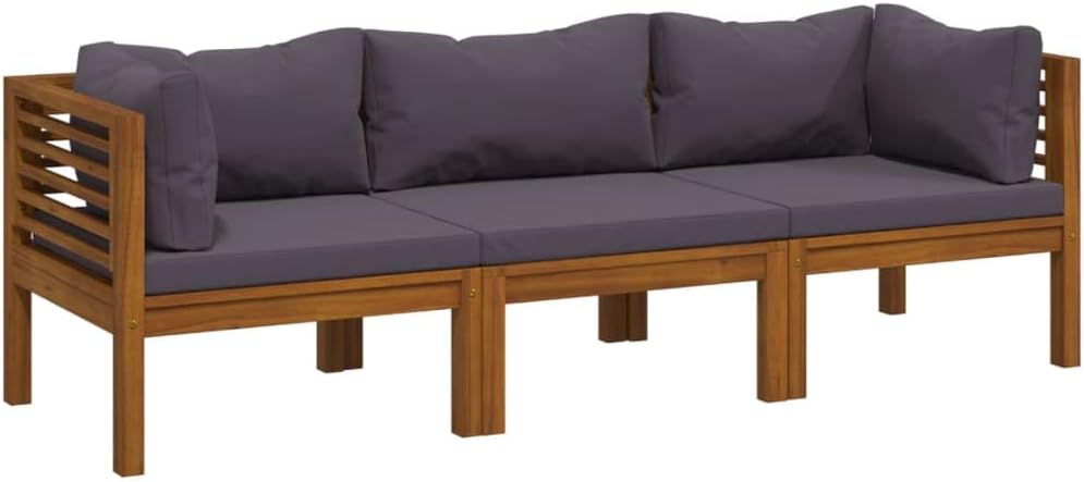 vidaXL Akazienholz Massiv Gartensofa 3-Sitzer mit Kissen Ecksofa Mittelsofa Sofa Lounge Gartenset Garten Garnitur Sitzgruppe Sitzgarnitur Gartenmöbel