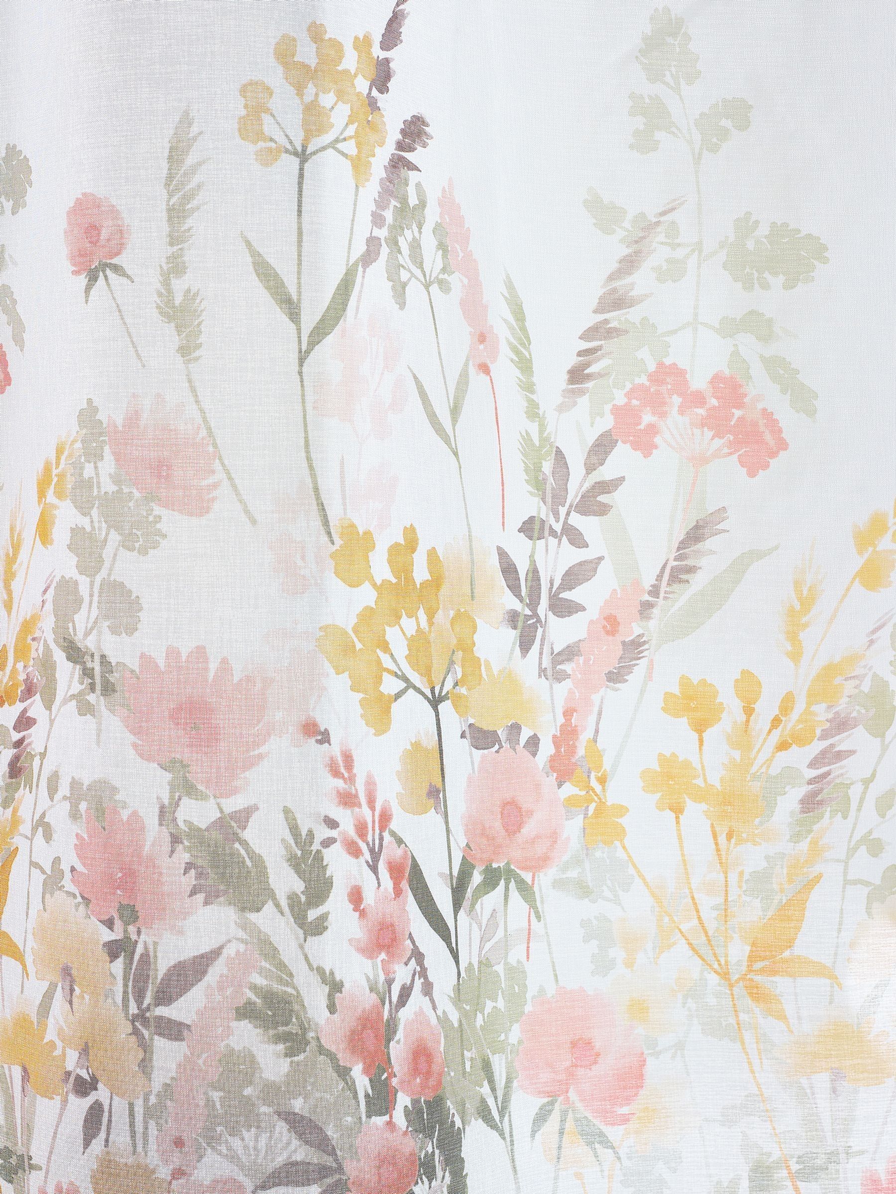 Catherine Lansfield Countryside Floral Slot Top Voile Curtain Slot Header Panel