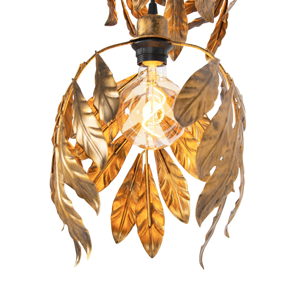 Vintage hanglamp antiek goud rond 3-lichts - Linden