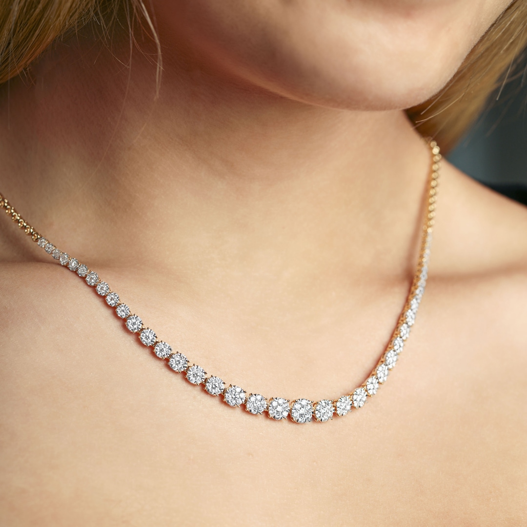 3.00 Karat Diamantencollier 750/18 K Gelbgold