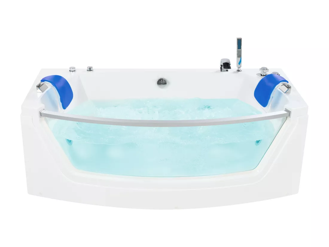 Baignoire balnéo blanche 175 x 85 cm avec LED FUERTE