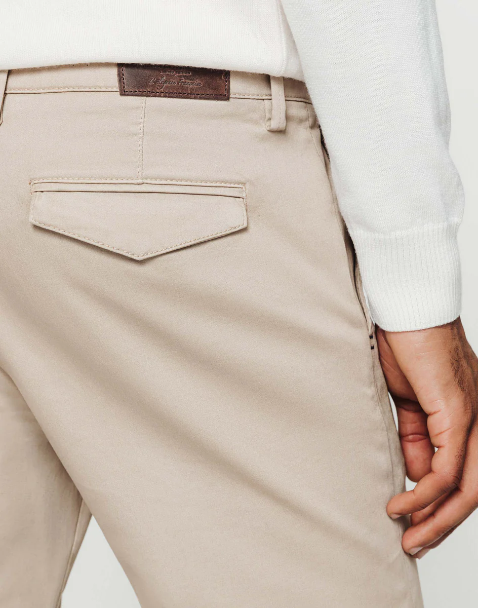Chino satin beige clair