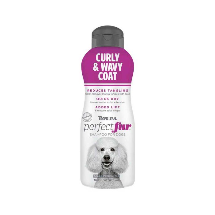Shampoo Tropiclean Perfect Fur para Pelos Cacheados e Ondulados 473 ml