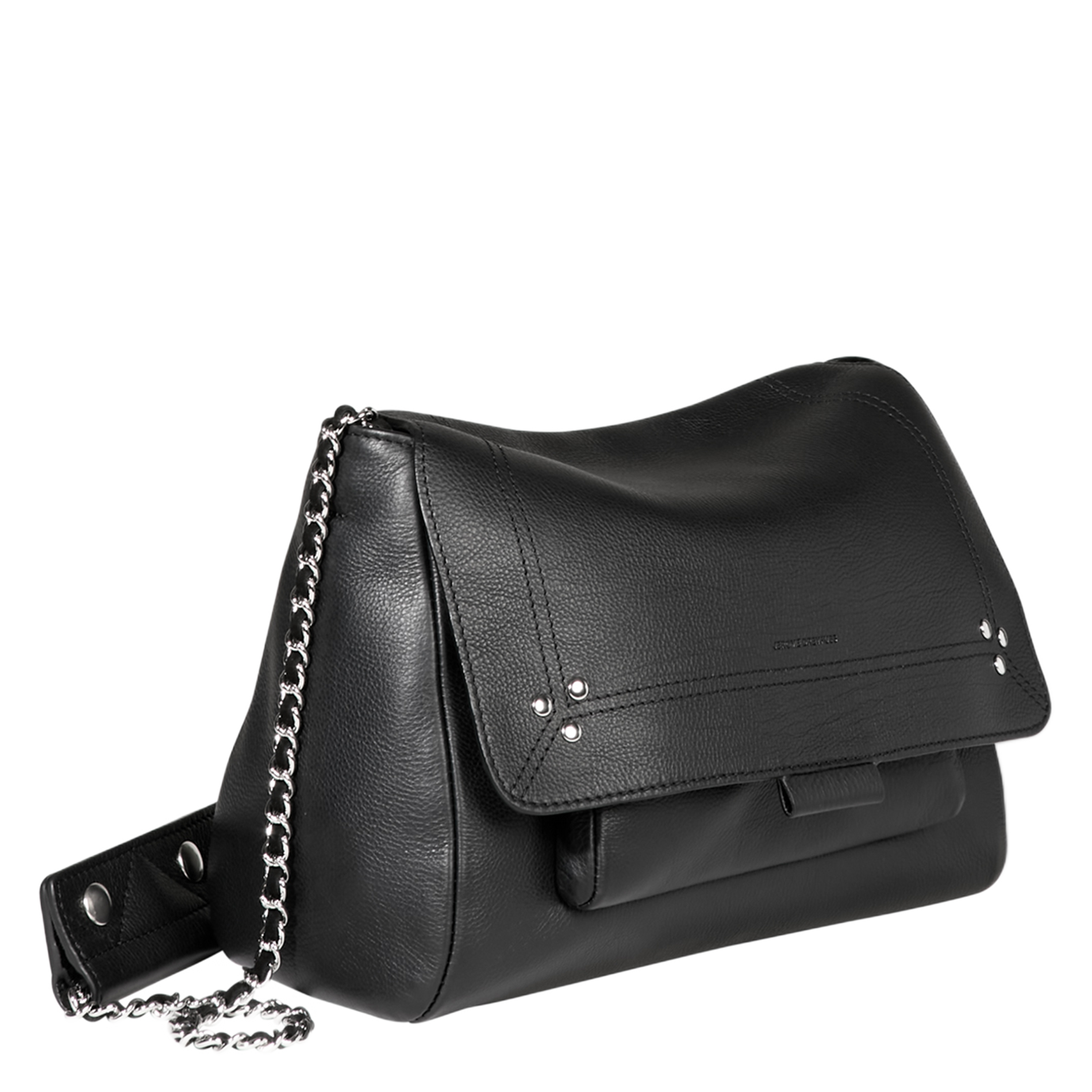 LULU M - Sac besace porté épaule en cuir | Noir
