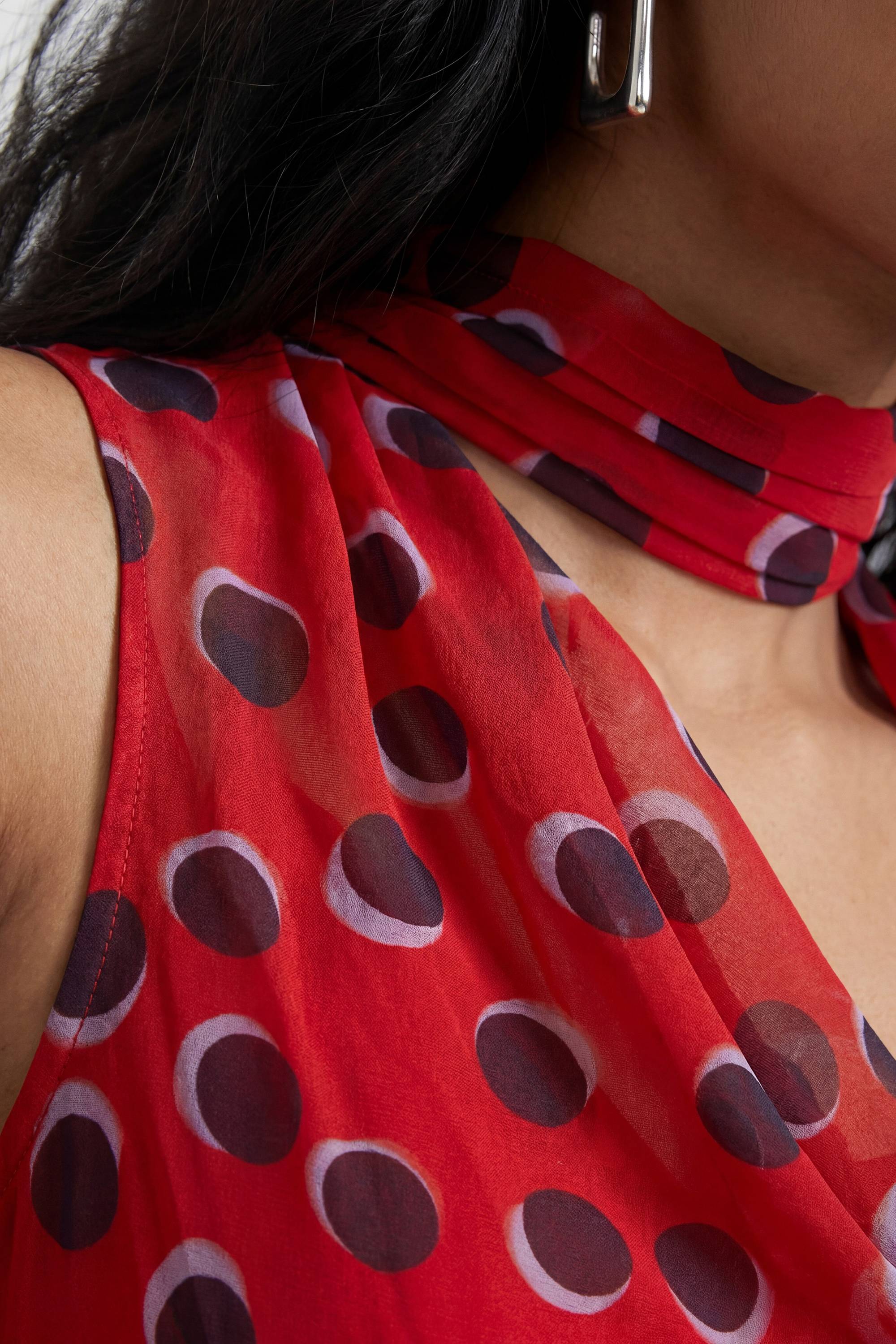 Warehouse Robe Petite Premium À Pois Avec Encolure Drapée Et Col Noué