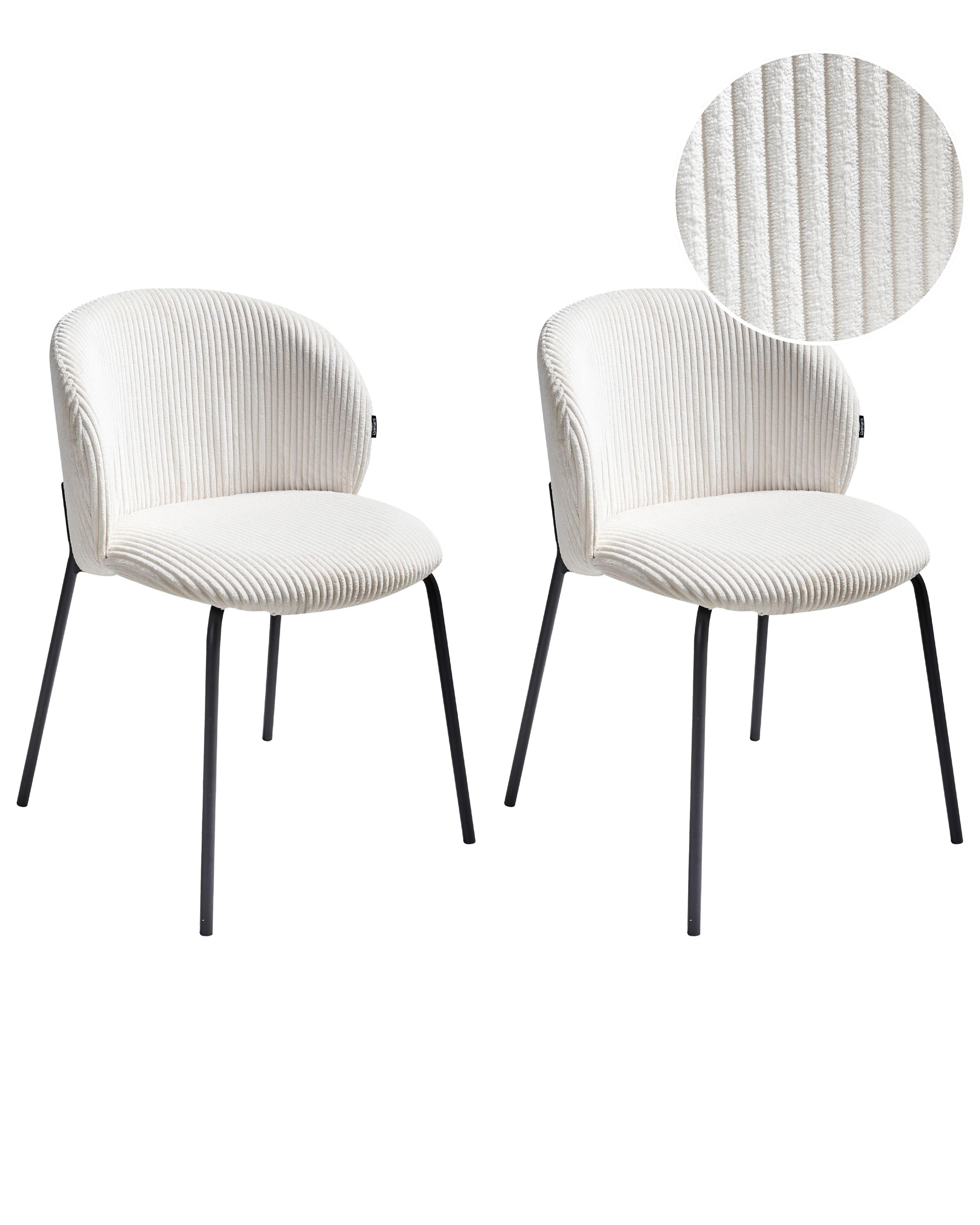 Set van 2 eetkamerstoelen MILES Corduroy Gebroken wit