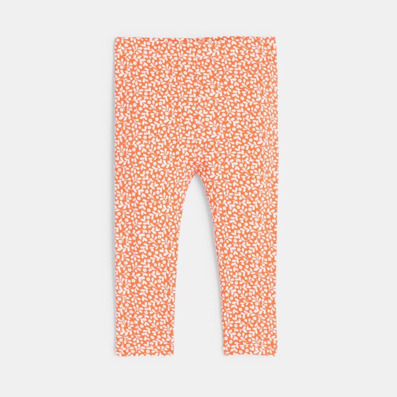 Legging fantaisie imprimé fleurs orange bébé fille Orange
