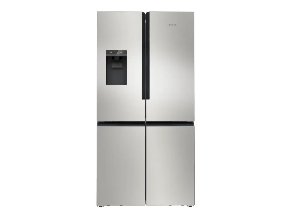 Siemens iQ500 KF96IAPEA - Køleskab/fryser - frans dør-bundfryser med isdispenser, vanddispenser - bredde: 90.5 cm - dybde: 73.1 cm - højde: 183 cm - 574 liter - Klasse E - børstet stål