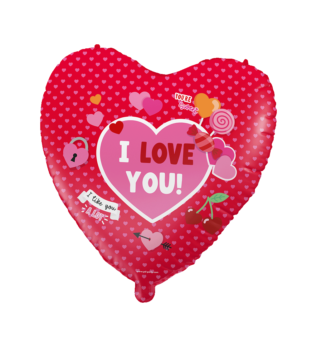 Hart Helium Ballon Rood I Love You Figuren Leeg 46cm