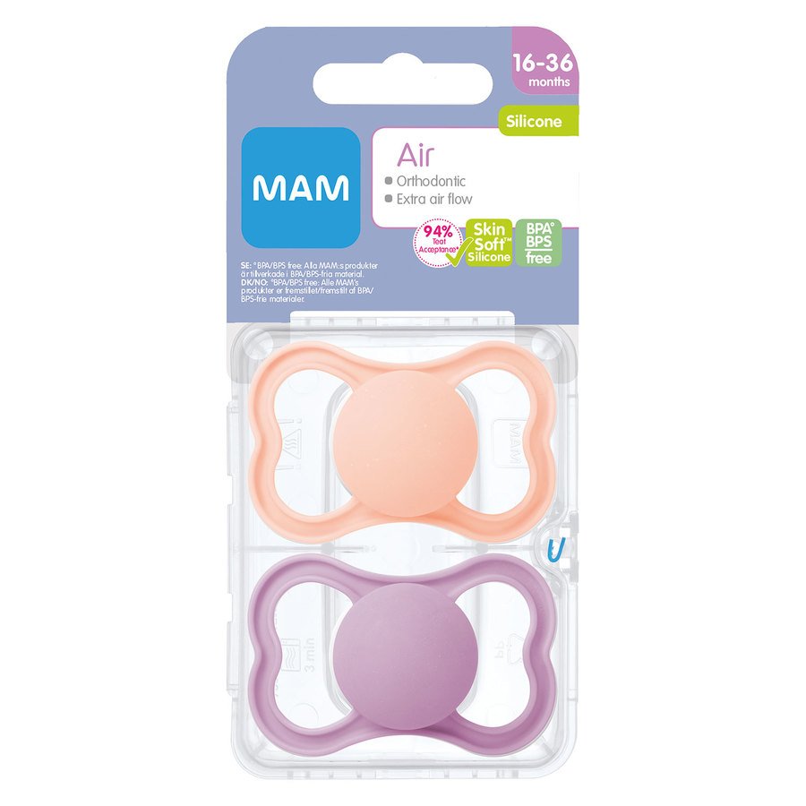 MAM Air Silicone Pacifier Pink 16-36m 2pcs