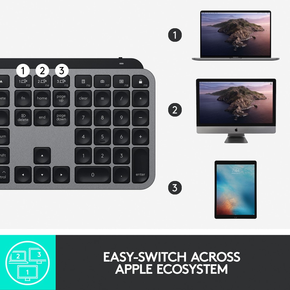 Logitech - MX Keys til Mac Space Grey Nordic