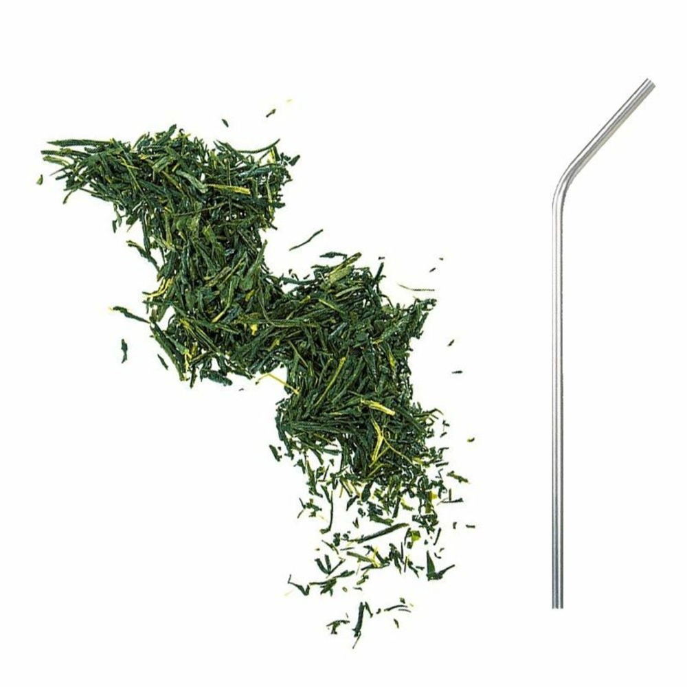 Thé vert gyokuro 50 g + 4 pailles en inox