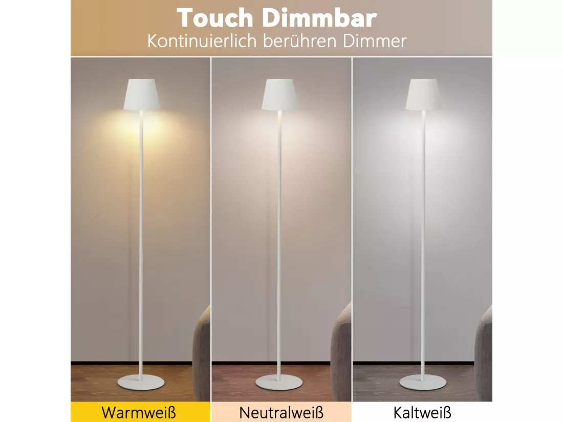 NETTLIFE LED Lampadaire Noir Moderne Dimmable 125cm 3 températures de couleur USB Salon