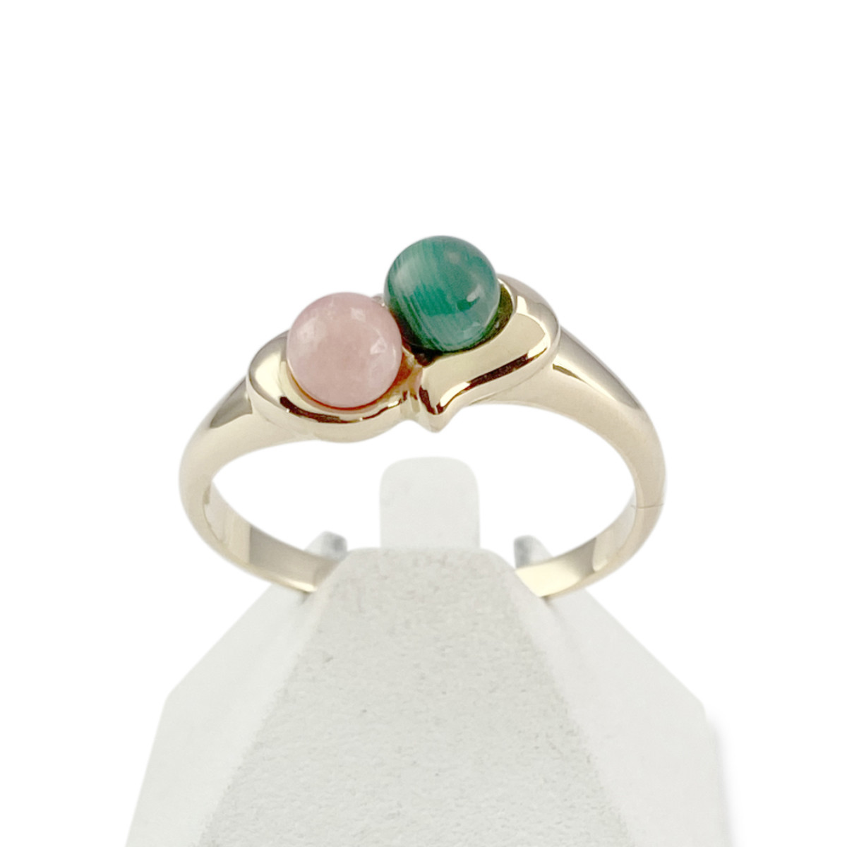 Bague d'occasion or 750 jaune malachite quartz rose