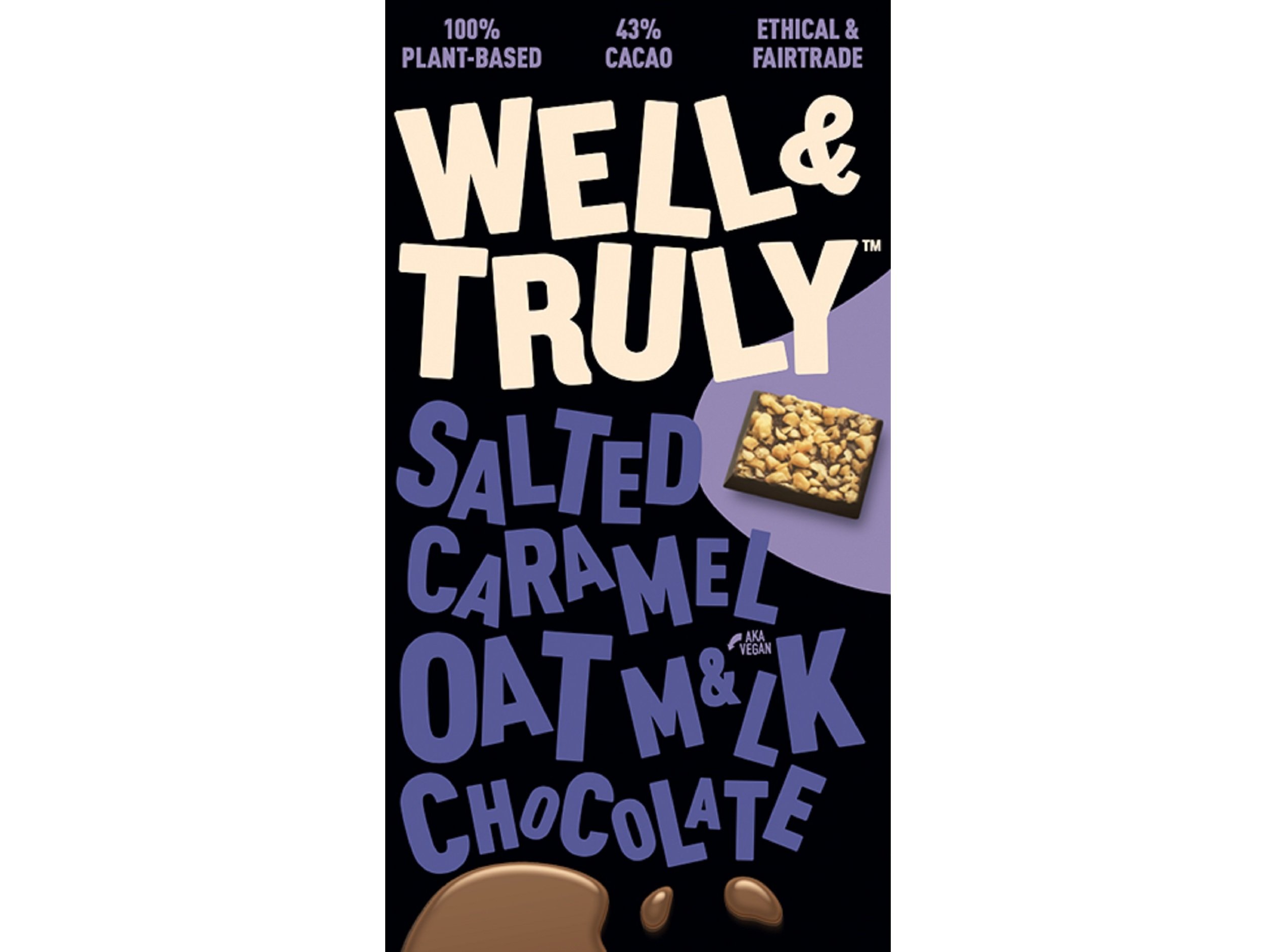 CHOCOLATE VEGAN WELL&TRULY LEITE AVEIA E CARAMELO SALGADO 90G