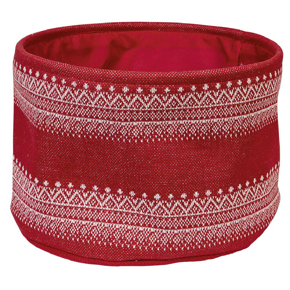 Panière ronde en laine rouge et blanc