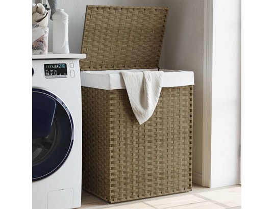 VIDAXL - Panier à linge avec couvercle 46x33x60 cm résine tressée