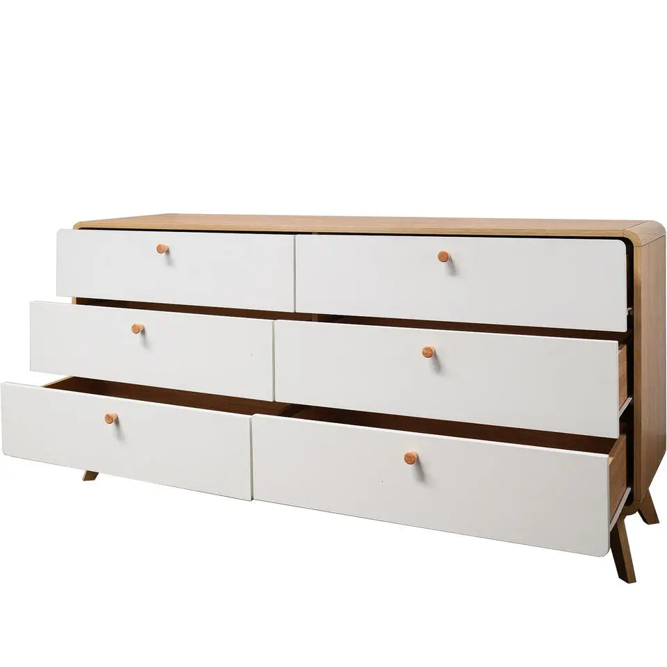 Cassie - Commode met 3 3 laden in spaanplaat van wit eiken