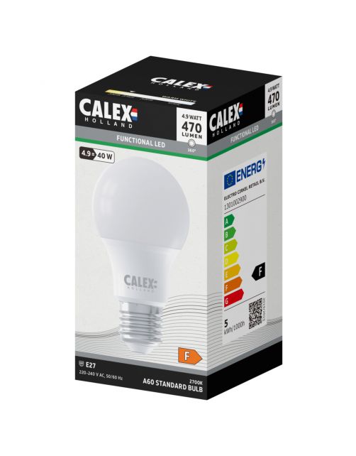 Calex Led Standaard Mat E27 4.9w A60 470lm - Lichtbron - 1 24 g Warm Wit 1 stuk