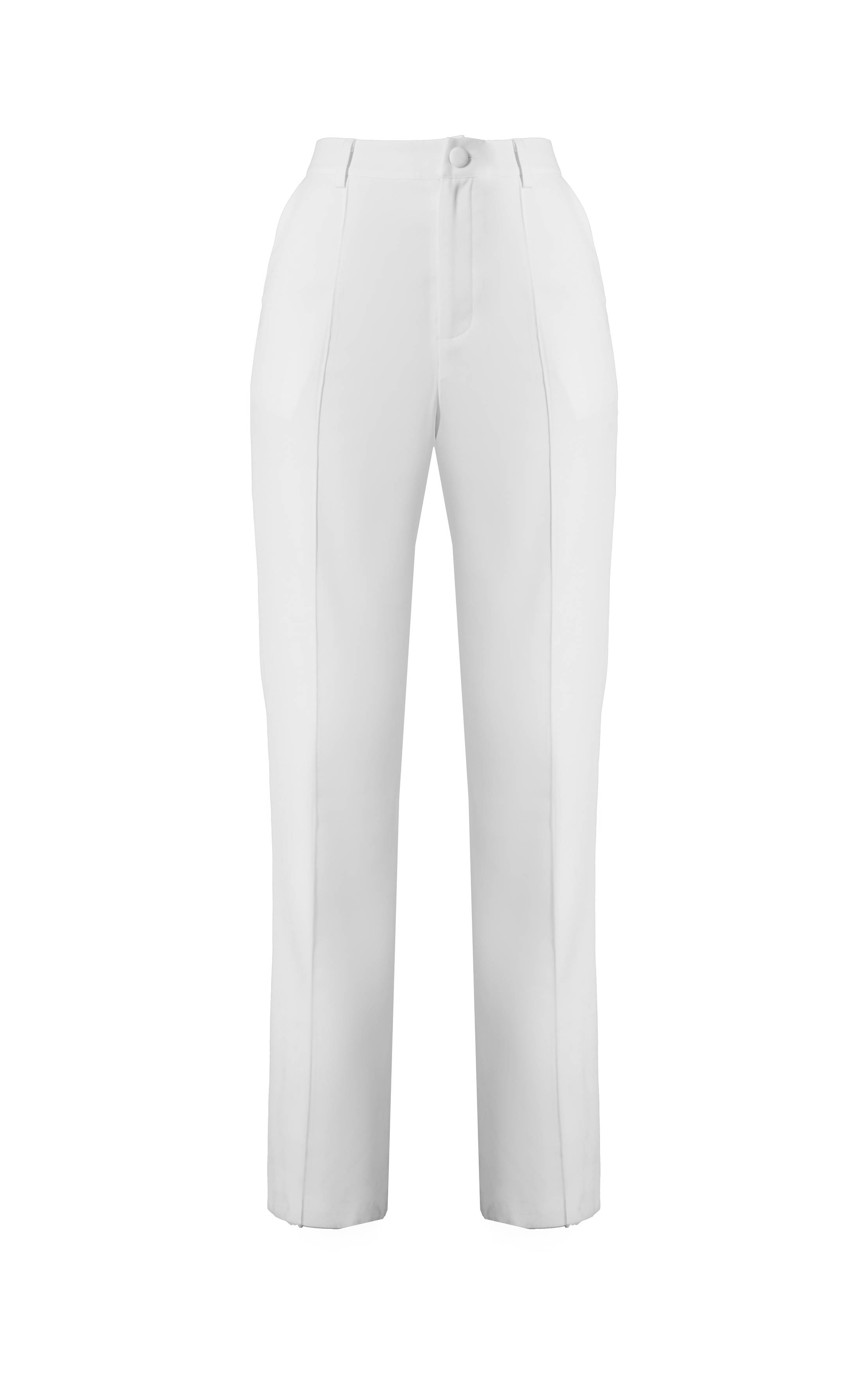 Blanc Pantalon Droit À Pinces Tissé Premium Ensemble Coordonné