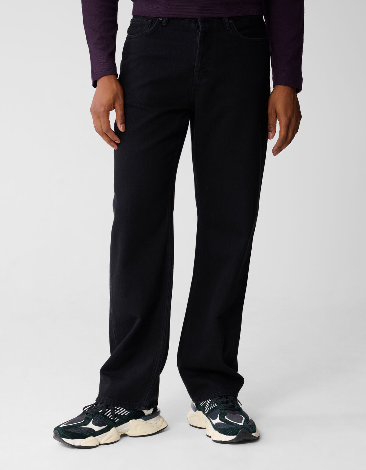 Relaxed Fit Jeans Washed Zwart