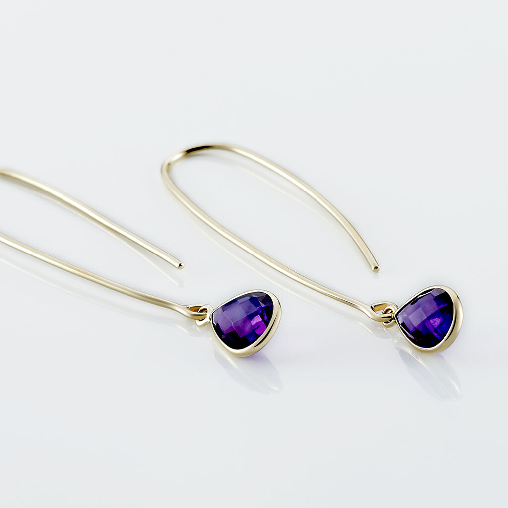Créoles Phie Poire Or Jaune Amethyste
