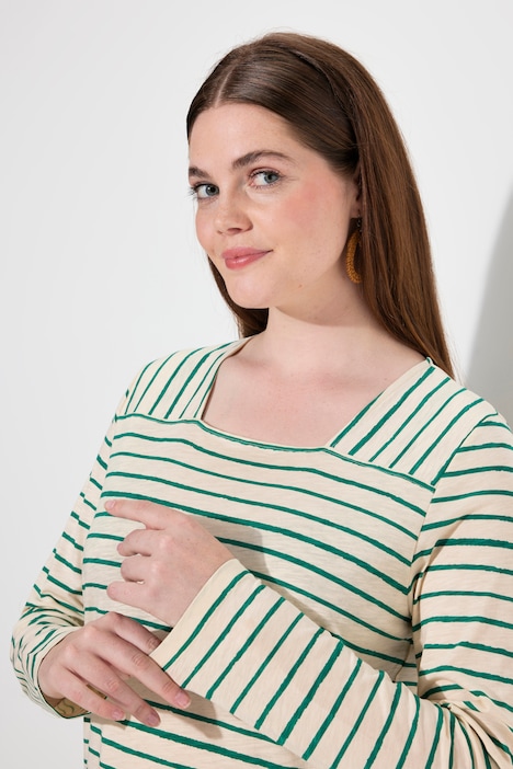 Shirt, Ringel, Carree-Ausschnitt, Langarm, Biobaumwolle