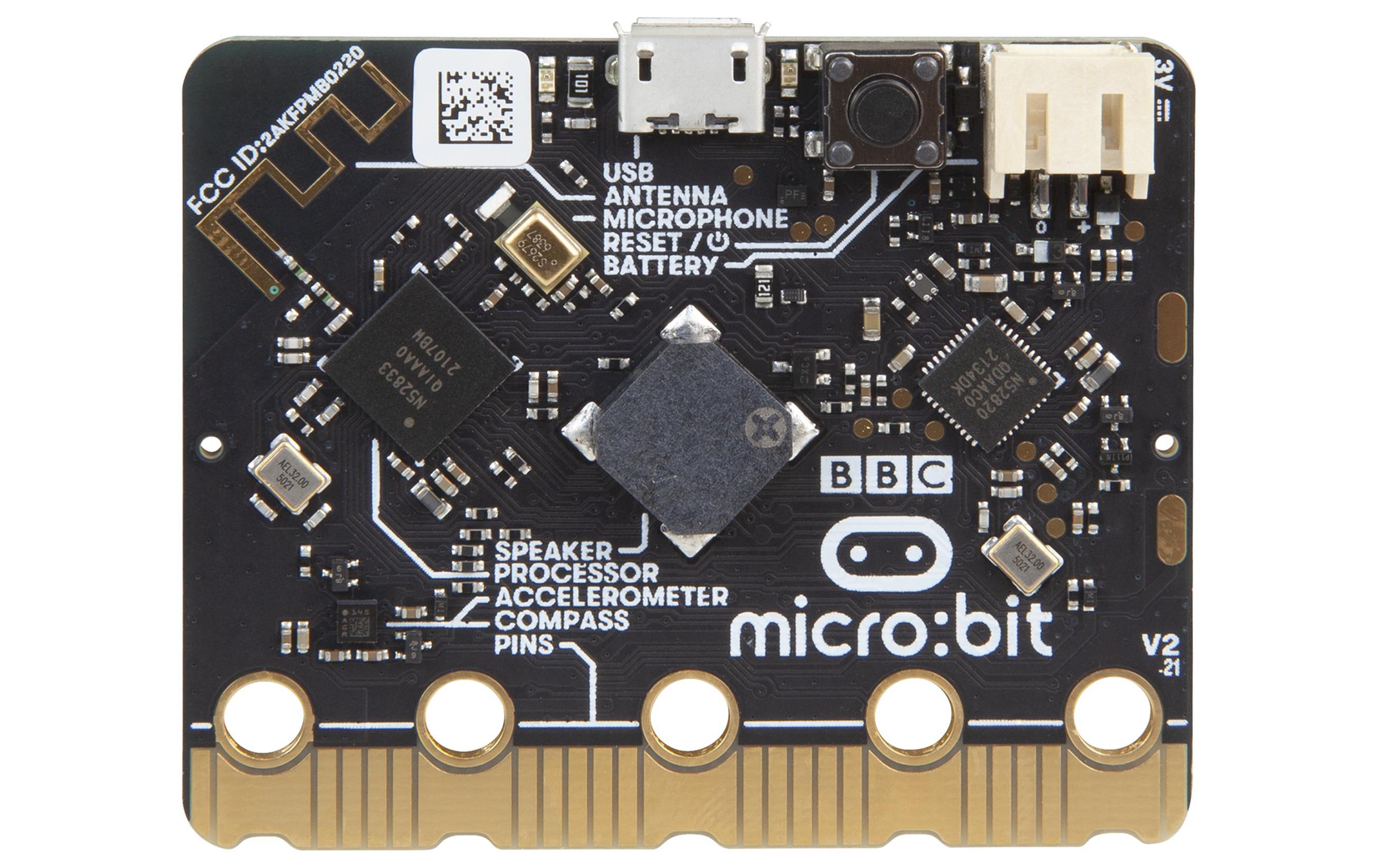 Entwicklerboard micro:bit V2.2 SingleEntwicklerboard im Taschenformat mit 5 x 5 LED-Matrix