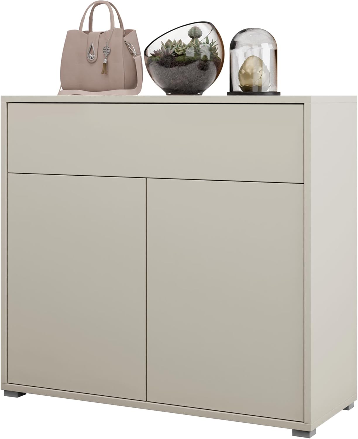 Mirjan24 Kommode mit Schublade Gesita 2D1SZ, Diele, Flur, Highboard, Mehrzweckschrank, Sideboard mit 2 Türen für Wohnzimmer, Push to Open (Cashmere)