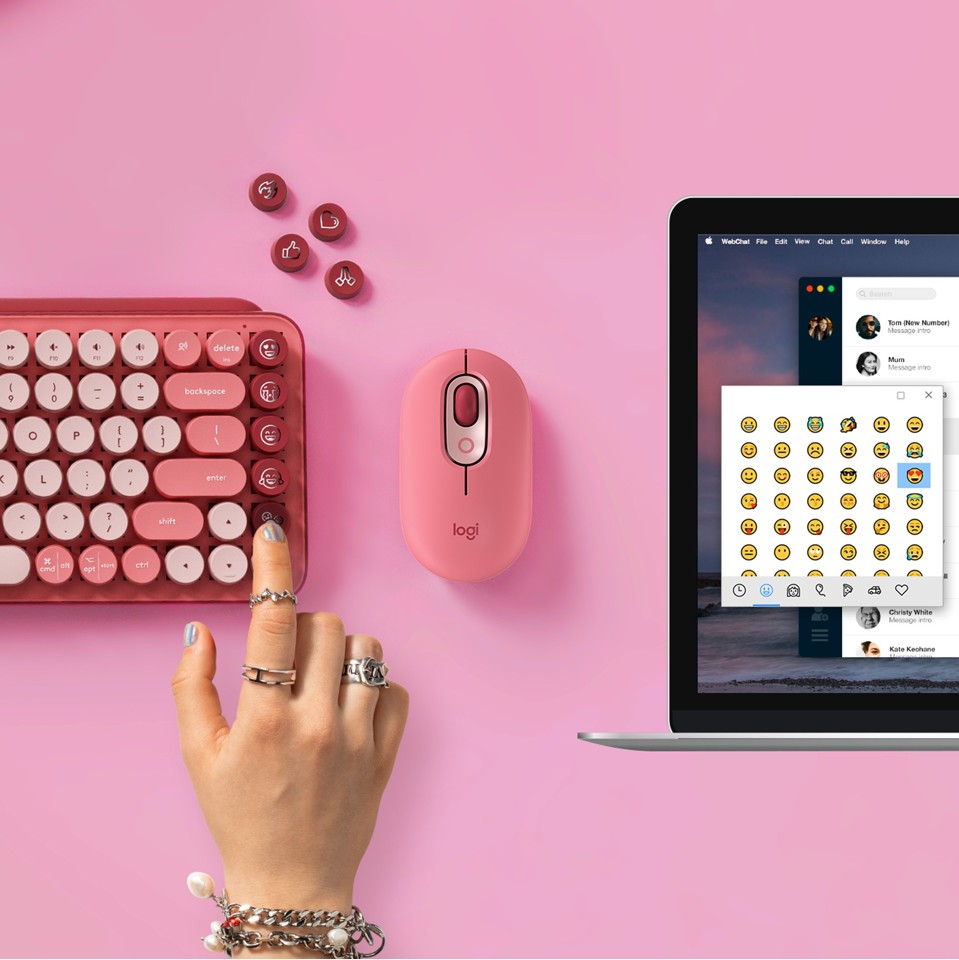 Logitech - POP Keys Wireless Keyboard, Heartbraker Rose (Nordic)