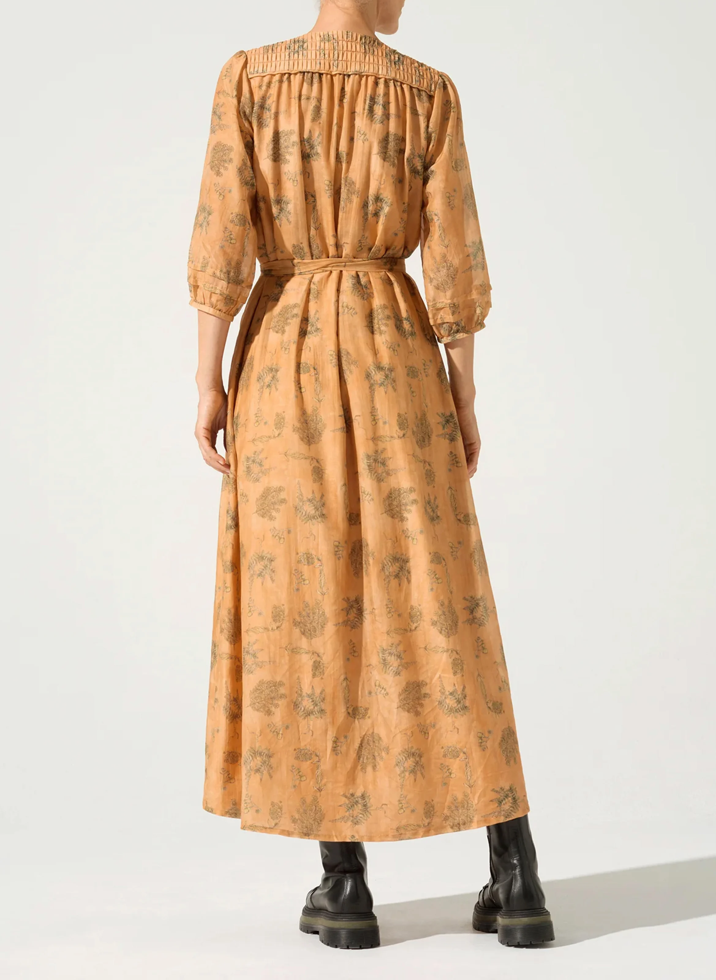 Robe longue cache en coton mélangé | Orange