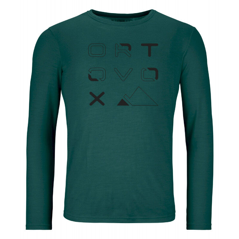 185 Merino Brand Outline LS - T-shirt en laine mérinos homme